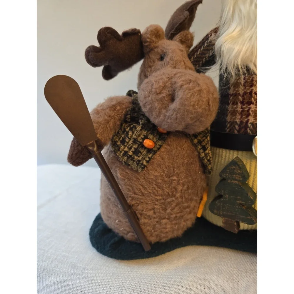 Vtg Napco Mimi Doll Santa Claus Moose and Black Bear Plush Figurine 12x12 Cabin